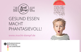 Kampagnenbild des BMEL für gesunde Ernährung in Kitas und Schulen "Gesund essen macht phantasievoll!"
