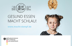 Kampagnenbild des BMEL für gesunde Ernährung in Kitas und Schulen "Gesund essen macht schlau!"