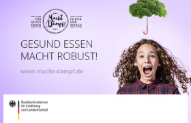 Kampagnenbild des BMEL für gesunde Ernährung in Kitas und Schulen "Gesund essen macht robust"