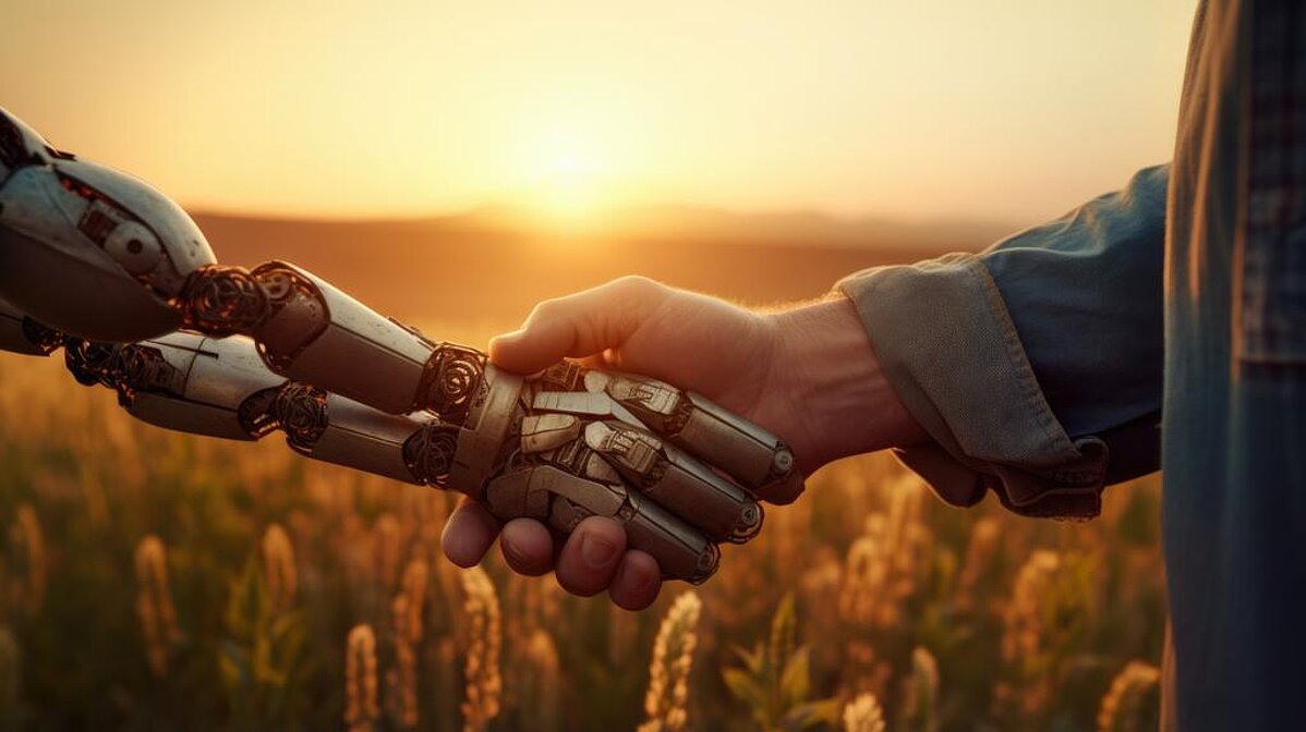 Handschlag zwischen Mensch und Roboter